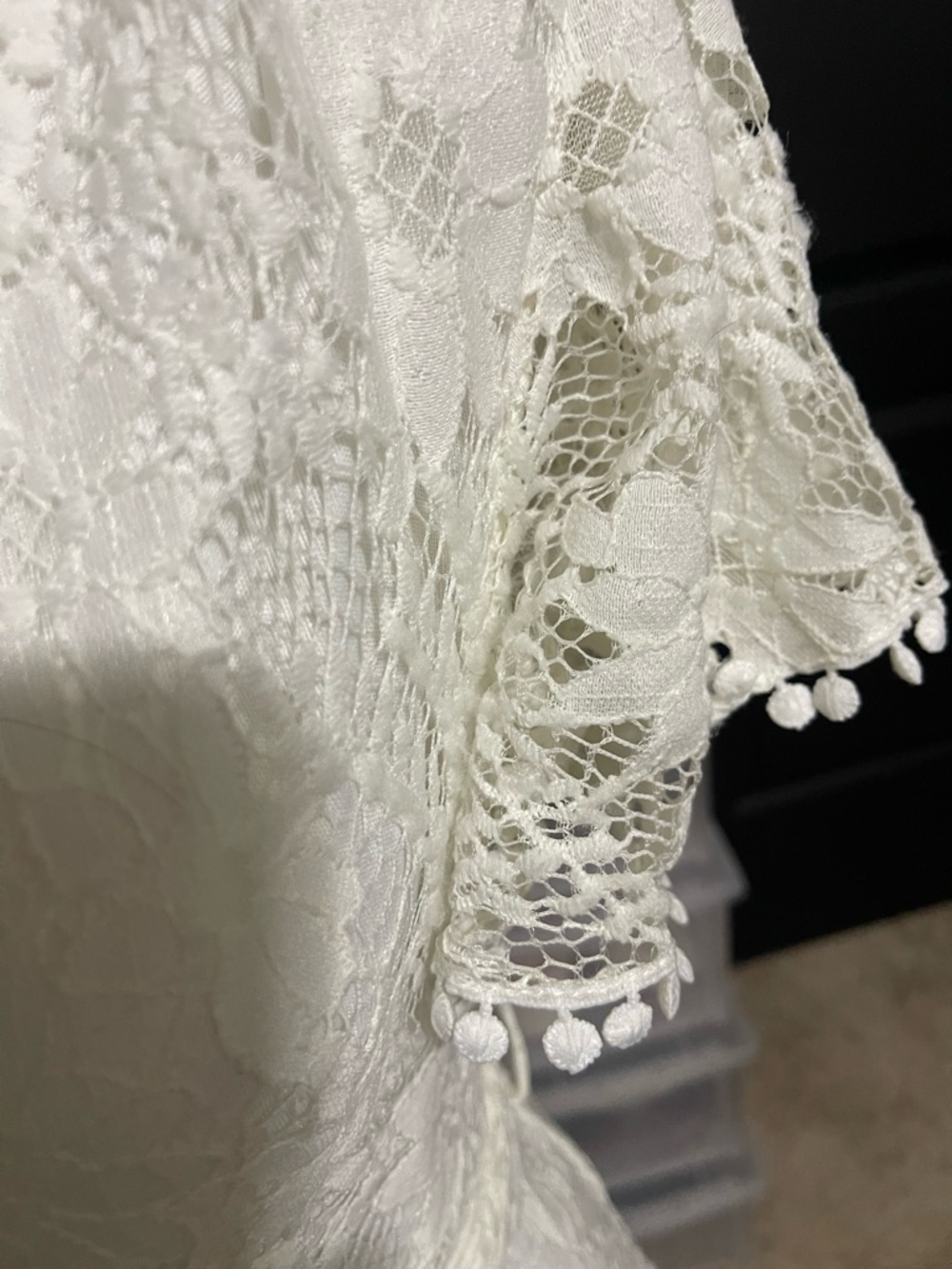 saints + secrets Lace Wrap Mini Dress in Ivory - Picture 6 of 6